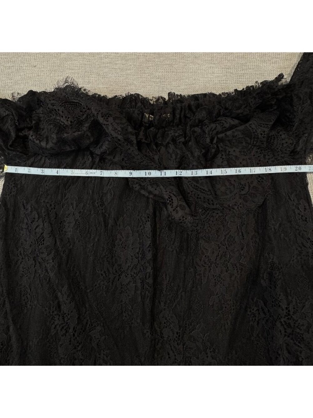 Entro Floral Sheer Lace Blouse Size Large Black Off Shoulder Peasant Boho Gothic - Picture 11 of 15